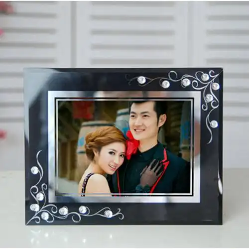 玻璃相框透明摆台 水晶相框 黑色 8寸