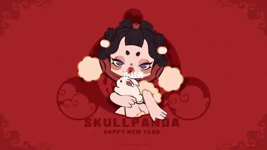 电脑壁纸泡泡玛特兔影月明