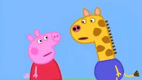 小猪佩奇:幼儿园里转来长颈鹿杰拉德,脖子真的好长啊