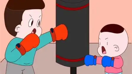 萌宝和舅舅比赛打拳,锻炼身体啦,萌宝好棒呀!