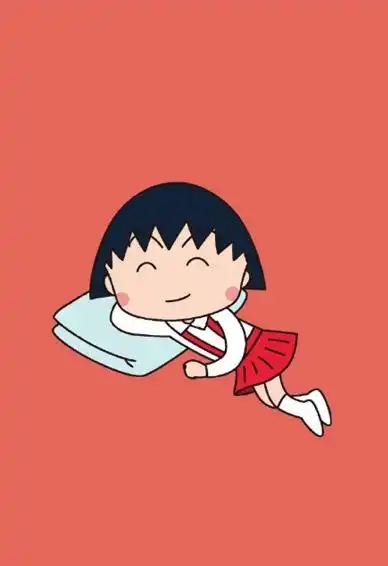 红底樱桃小丸子手机壁纸可爱高清 樱桃小丸子和家人一起图片