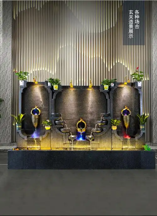 欧式大型水幕墙流水墙喷泉酒店别墅鱼池庭院造景公司招财装饰摆件