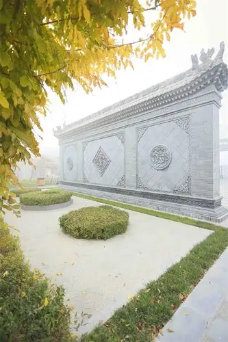 京派四合院中的唐语仿古砖雕照壁影壁墙设计效果图