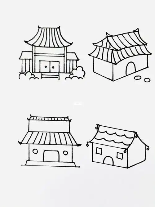 简笔画寺庙