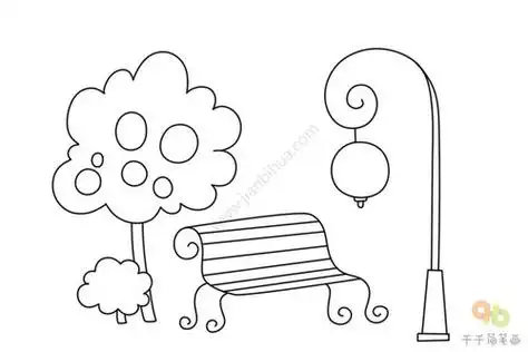 简单又美丽的公园怎么画,美丽的公园风景简笔画公园简笔画简单又漂亮