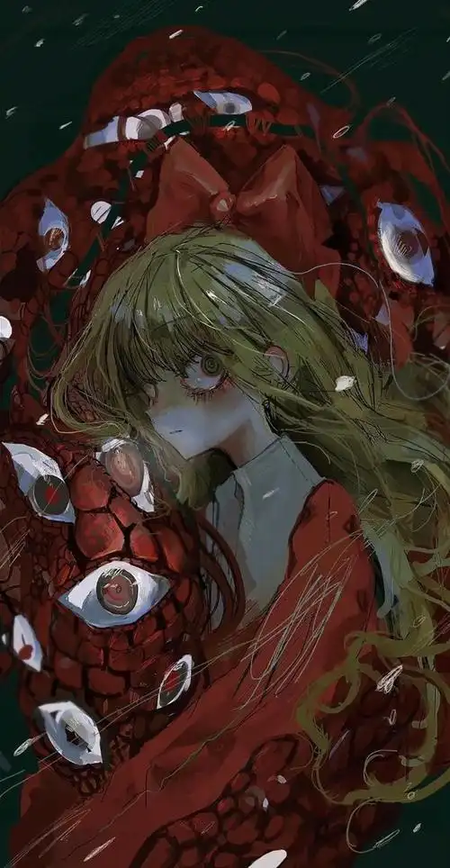 充满压抑感的二次元人物插画人物带了阴郁病娇的魅惑特质