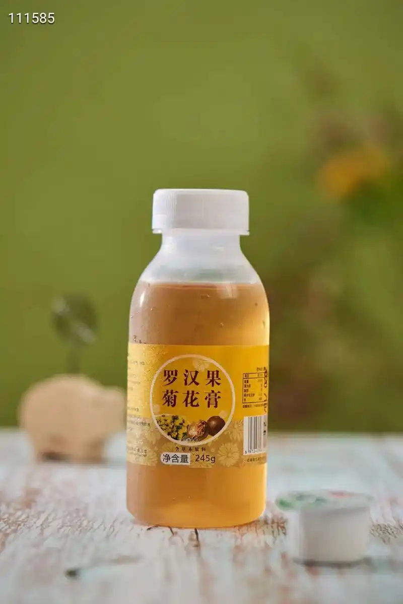 品名:罗汉果菊花膏 产品配料:水,罗汉果,菊花,魔芋粉,冰糖 - 抖音