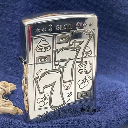 zippo美国之宝防风煤油打火机 纯银双面雕刻水果777幸运数字 男士礼品
