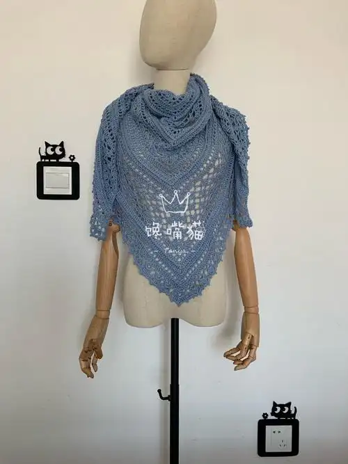 雨落 喵夫人芒种女士钩针三角披肩-编织教程-编织人生