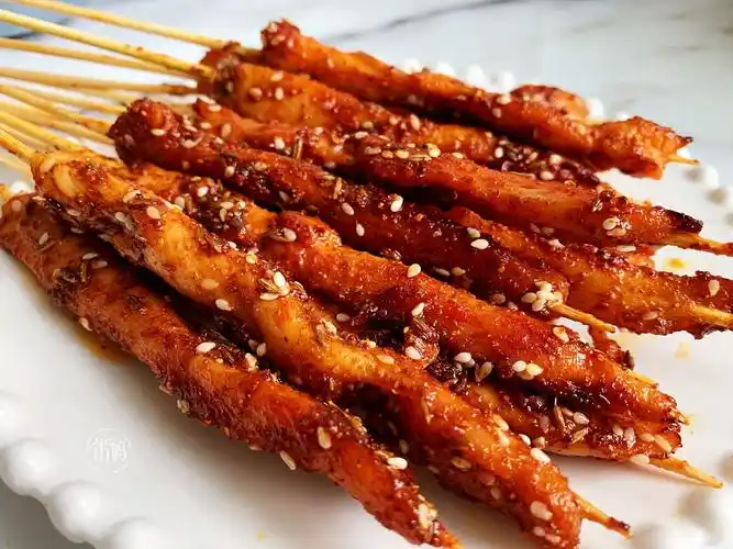 孜然鸡肉串做法步骤图香气四溢完胜烧烤摊