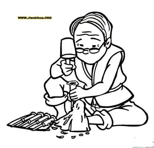 爷爷工地干活的样子简笔画
