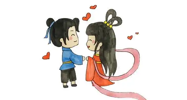 七夕牛郎织女彩色简笔画怎么画步骤教程