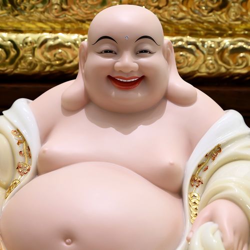 弥勒佛摆件客厅招财汉白玉宽体大肚笑佛像米勒佛乔迁开业工艺礼品