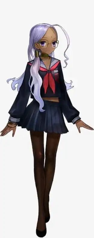 漫画人物紫色长发女生素材免费下载_觅元素