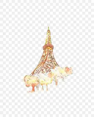 2017 手绘水彩东京塔