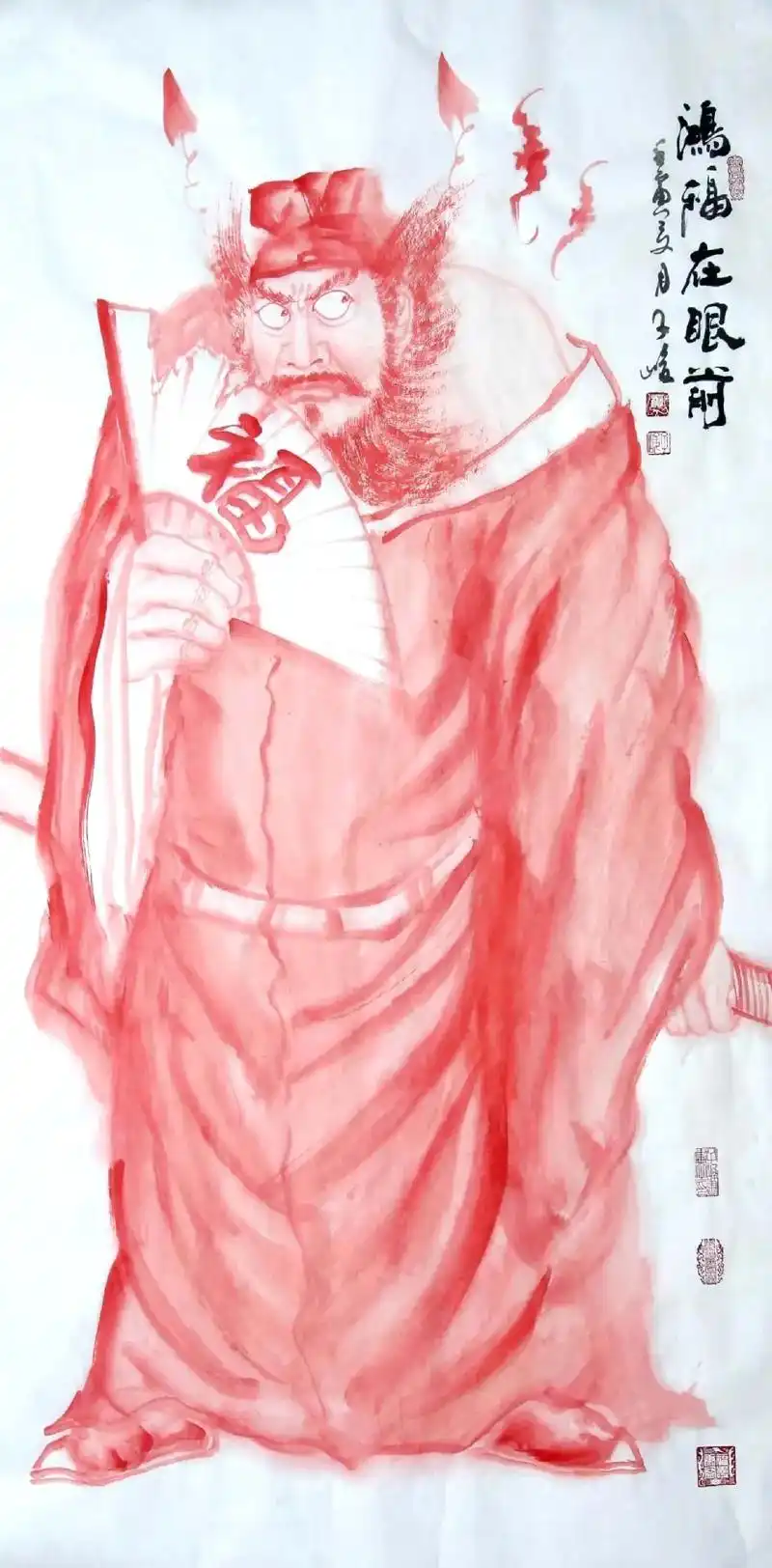 国画钟馗神威朱砂绘制系列146