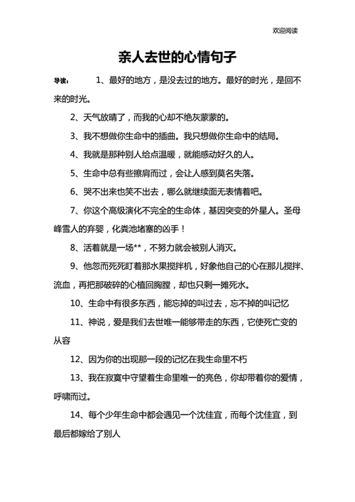 亲人去世的心情句子docx7页