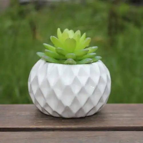 za陶瓷花盆12455简约白色四方多肉花盆桌面创意花