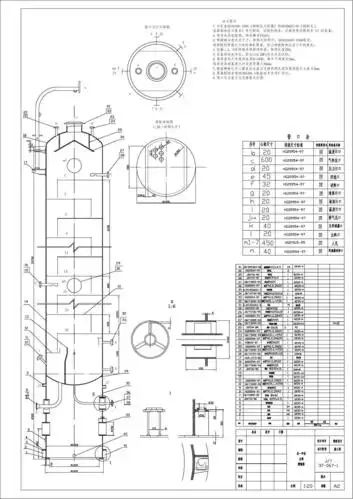能源/化工 苯甲苯筛板精馏塔装配图 a a i f k j1 c b d筛板结构图 1