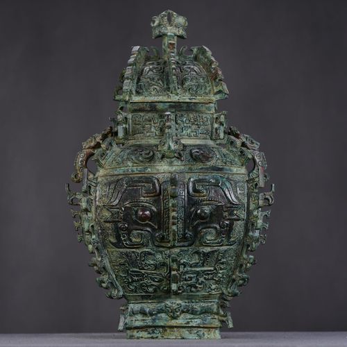 青铜方罍商代盛酒器酒壶礼器古玩商皿