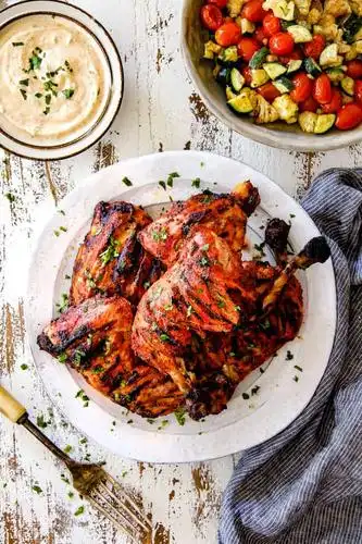 tandoori chicken with cilantro yogurt sauce