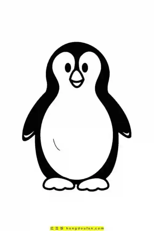 12张有趣的可爱的卡通企鹅涂色简笔画-红豆饭小学生简笔画大全