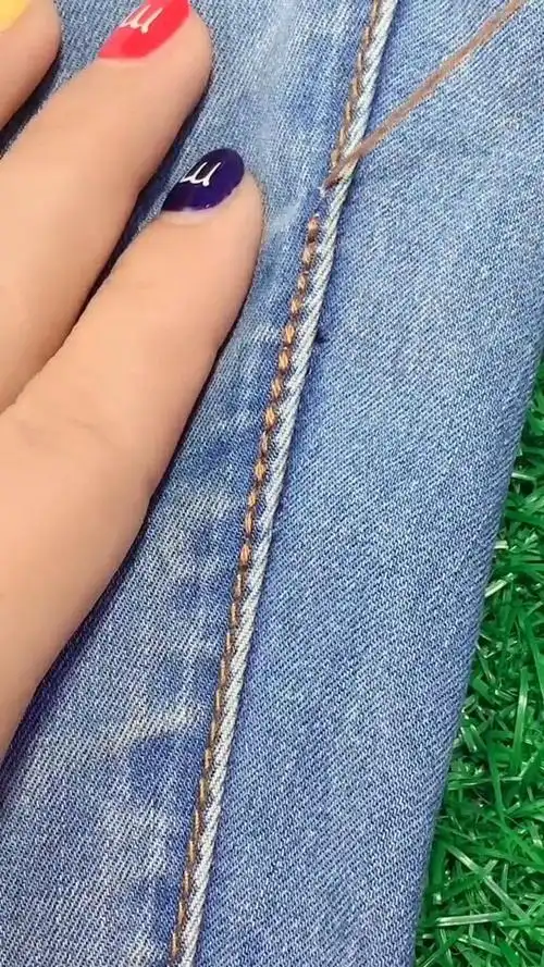 牛仔裤开线这样缝,一点痕迹也没有