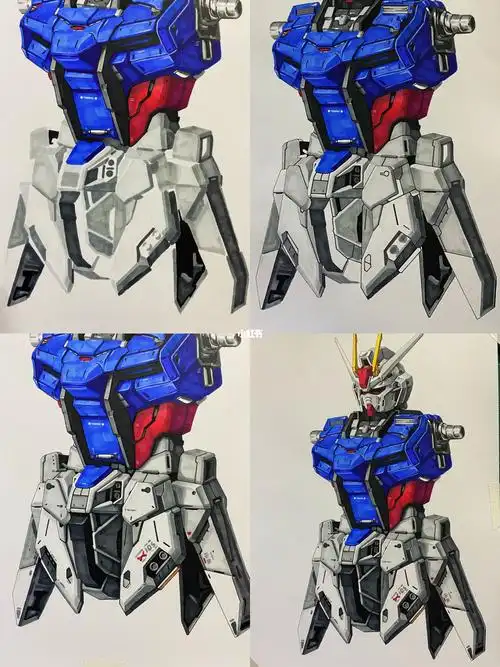 马克笔手绘高达步骤图