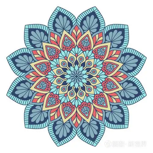 曼陀罗花.老式的装饰元素.东方模式,矢量图.