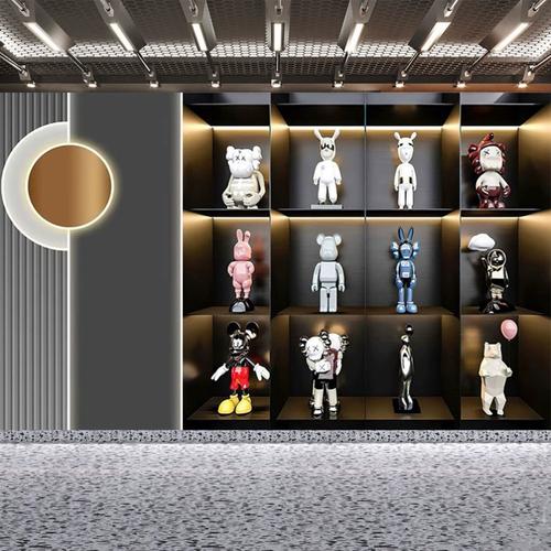 现代轻奢高级感墙布3d立体kaws暴力熊壁纸潮男服装直播间背景墙纸