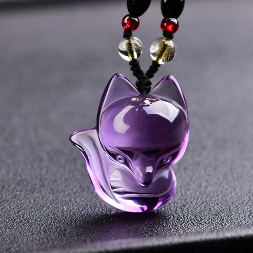 开光紫水晶狐狸吊坠天然水晶九尾狐项链女狐仙水晶旺姻缘稳固感情