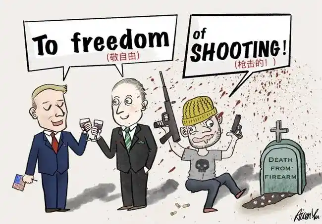 国社讽刺漫画猛戳美国痛点,政客,主持人跟风