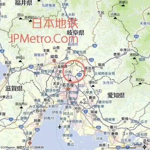 桃花台在爱知县的区位