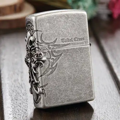 zippo打火机古银侧面圣天使十字架