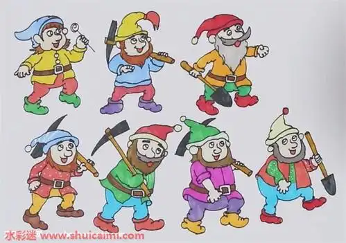 七个小矮人怎么画七个小矮人简笔画步骤