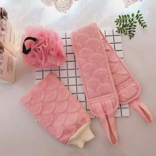 美人鱼澡巾双面加厚搓澡巾磨砂搓背巾去角质澡巾沐浴手套搓澡神器