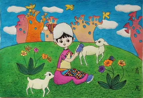 美丽的草原我的家/少儿绘画作品/儿童画/网络美术馆_中国少儿美术教育