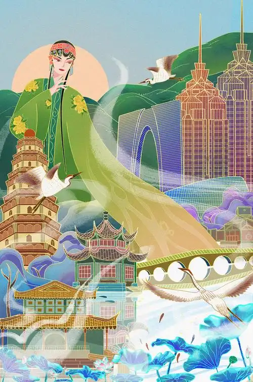 国风插画 - 城市印象.苏州