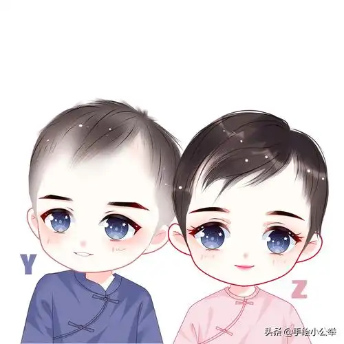 换个头像吧,亲子头像,宝宝全家福手绘头像,q版好玩又好看