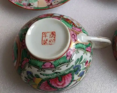 五十年代广彩人物杯碟2套全品包真包老