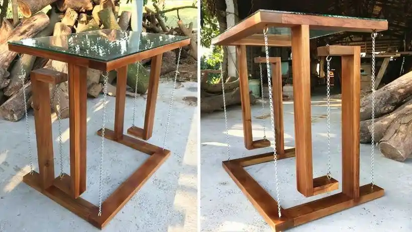 老木工制作的"反重力"桌子,看半天都没看懂,它为什么不倒