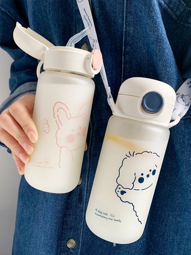 杯子网红少女粉嫩女孩子玻璃水杯子女吸管携带玻璃杯