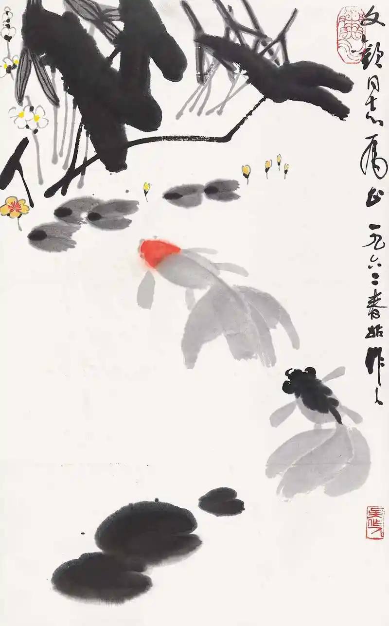 国画大师徐悲鸿爱徒,著名画家吴作人,金鱼国画作品欣赏!