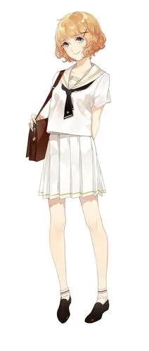 超心动水手服少女素材分享蓝铅笔