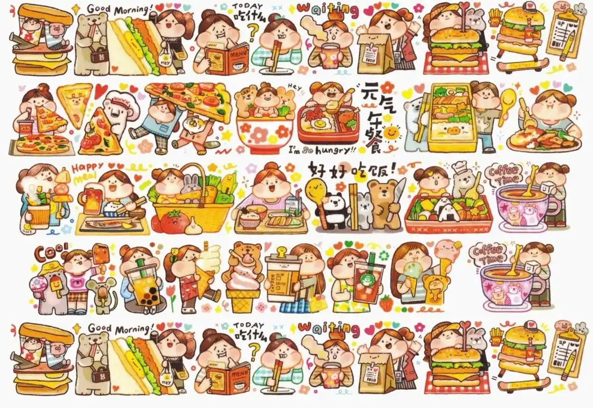 胶带贴纸|肉球好好吃饭系列电子手帐素材 可可爱爱的肉球系列电子手帐