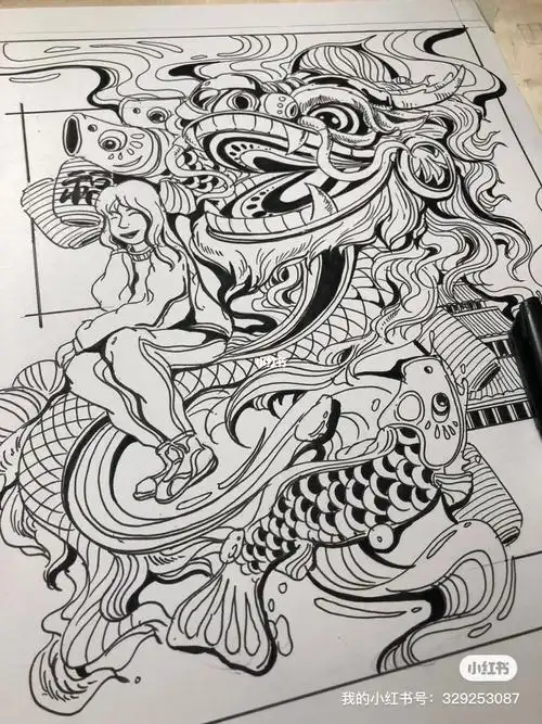 舞龙线稿
