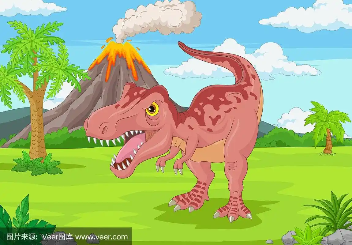 霸王龙,卡通,热带雨林,可爱的,怪异