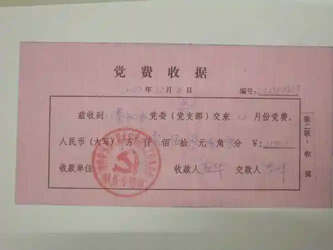 八寨镇中心校党总支2022年12月党费收据