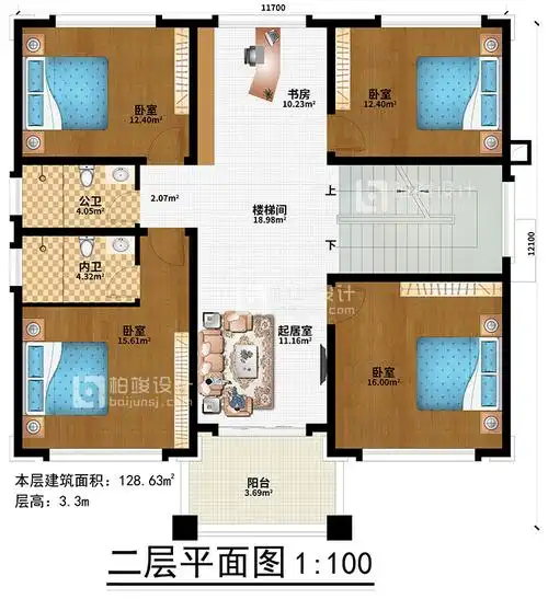 二层中式别墅设计图纸及效果图大全带庭院_房屋设计图纸_农村自建房