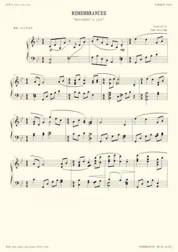 钢琴谱 - remembrances(《辛德勒的名单》插曲)